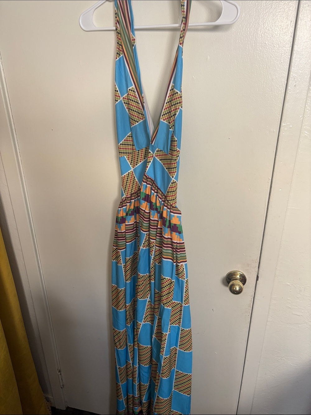 Fun no brand African(per Google) print Blue Geometric Sleeveless Maxi Dress.
